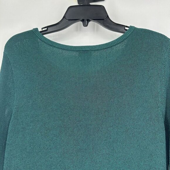 Chicos 1 Size M Side Twist Sweater Forest Green Ribbed Knit Long Sleeve - Picture 7 of 10
